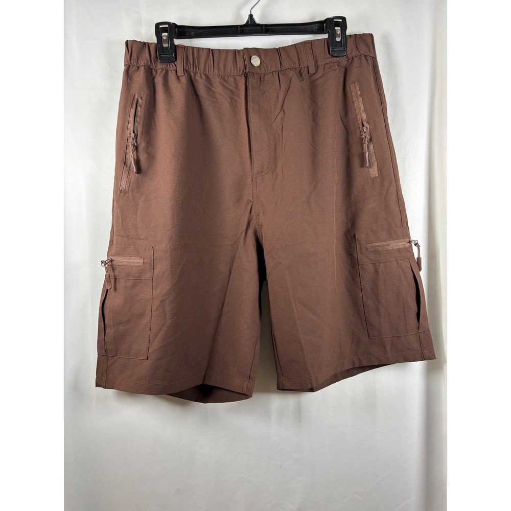 Real Essentials Brown Cargo Shorts Womens Large‎ Ripstop Stretch Hiking Outdoor